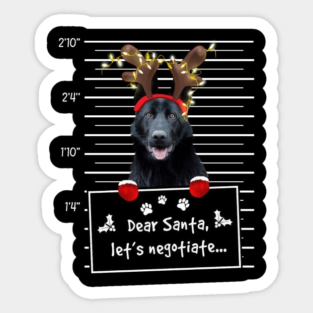 Black German Shepherd Dear Santa Let's Negotiate Christmas Sticker by Ripke Jesus